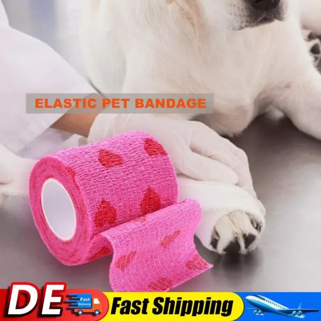 Rose Red Heart Rolls Bandagen Praktische elastische Wundbänder für Haustiere (M)