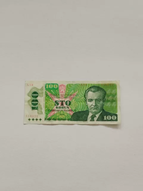 100 Korun 1989 , Tschechoslowakei , Banknoten , Geldscheine , Papiergeld