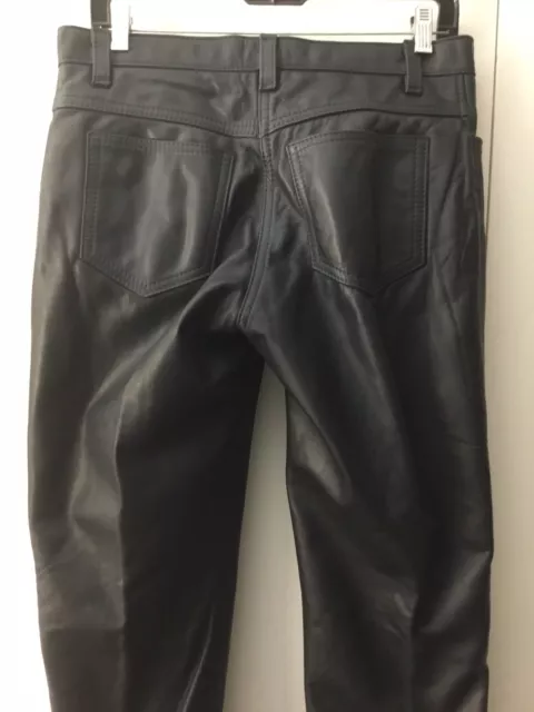 Mens Biker Jeans Real Black Or Brown Cow Leather Sleek And Sexy 501 Style Pants