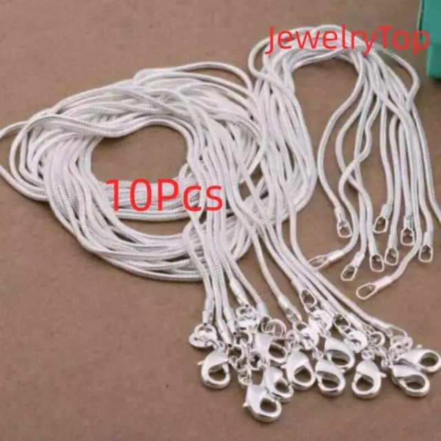 JewelryTop 10 Uds lote 40-75 cm collar de cadena de serpiente de plata de ley 925