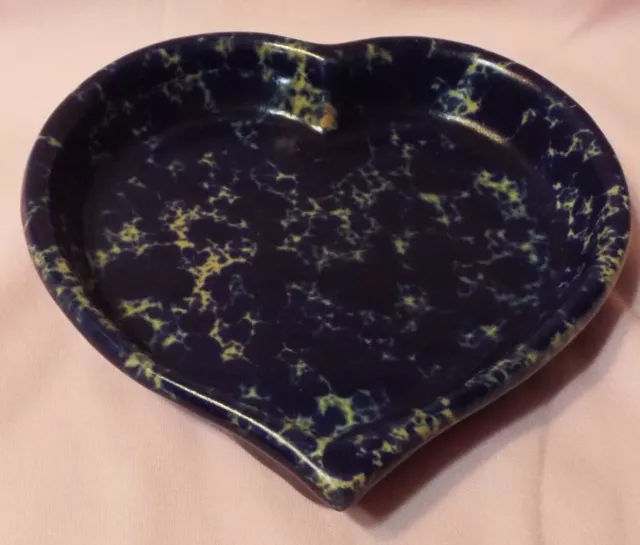 Mid-Century Bennington Potters Blue Agate HeartShaped Dish–Vermont 1949TDG 20037