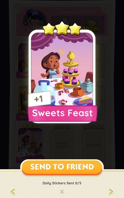 Monopoly Go!  SWEETS FEAST 3 Star Sticker NUTCRACKER DREAMS Set 6