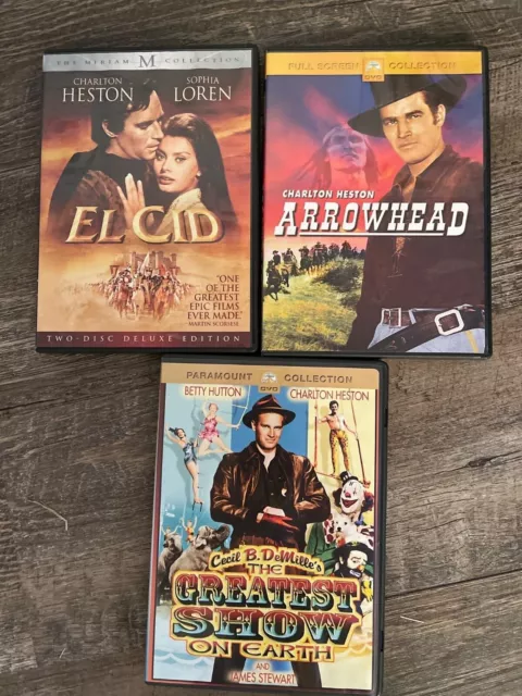 Arrowhead, El CID, Greatest Show on Earth DVDs By Charlton Heston Arrowhead, El CID, Greatest Show on Earth DVDs By Charlton Heston