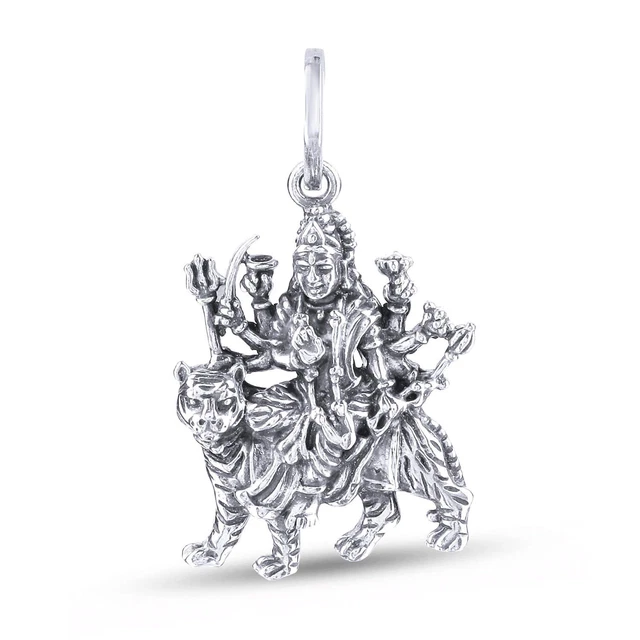 Indisch Traditionell 925 Sterlingsilber Maa Durga Oxidiert Anhänger Für Unoisex