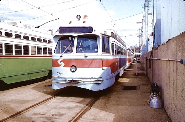 Original Kodachrome Slide Septa Pcc #2711 Elmwood Car Barn April 18, 1999