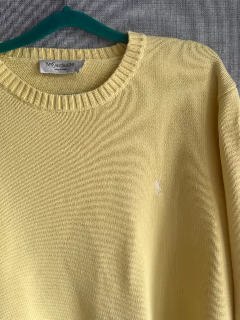 Vintage Yves Saint Laurent YSL Yellow Sweater Knit Sweatshirt Sz M