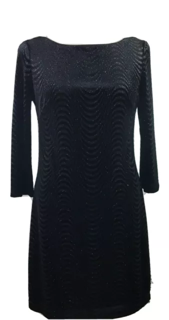 Jessica Howard Black Dress Size 6 Velvet Formal Cocktail Embellished Glitter Zip