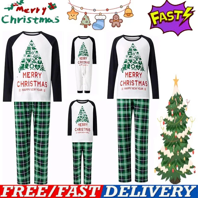 Family Matching Christmas Pyjamas Xmas Tree PJs Set Pajamas Nightwear Sleepwear