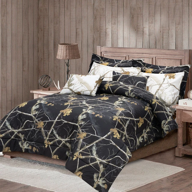 AP Black Reversible Comforter Sham Set 3 PC Bedding Full King Queen Twin Size