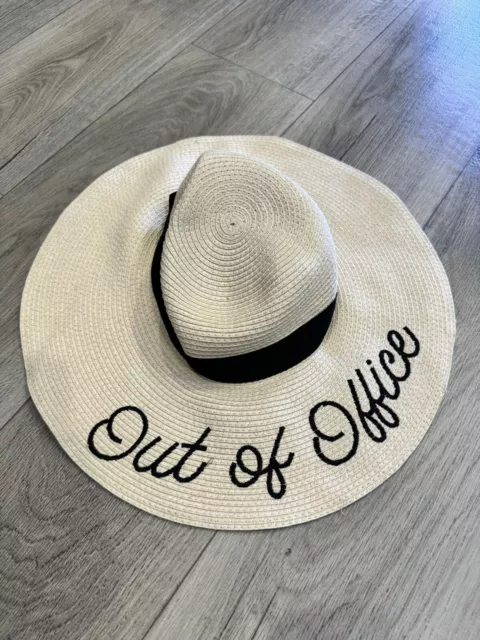 “Out of Office” Floppy Sun Hat Beach Vacation Paper/Polyester One Size Fits Most