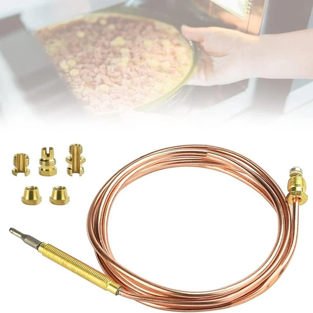 Thermocouple Gaz Universel 900mm - Pour Cuisinière, Chauffe-eau - Avec 5 écrous - Sécurité Coupure Gaz