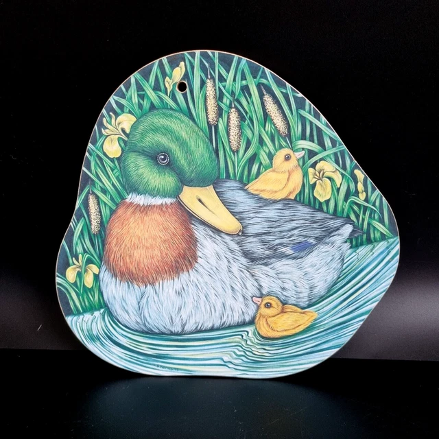 Tabla de cortar hoja de trébol melamina pato mallard patitos MCM 70 kitsch