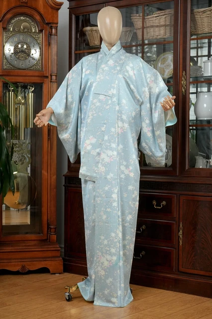 Dear Vanilla Japanese Silk Kimono Women's Robe Gown Authentic Japan Vintage Mint