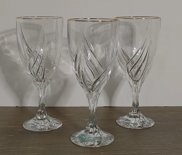 Lenox Crystal Debut Gold Rim Lot of 3 Iced Tea Beverage Glasses Germany Glass