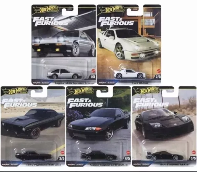 💥🔥2024 Hot Wheels Premium Fast & Furious E Case, Set of 5 Cars, -956E💥🔥