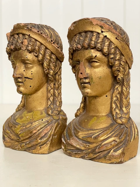 SALE ! Pair of Exceptional French Architectural Gilt Empire Sculptures in wood