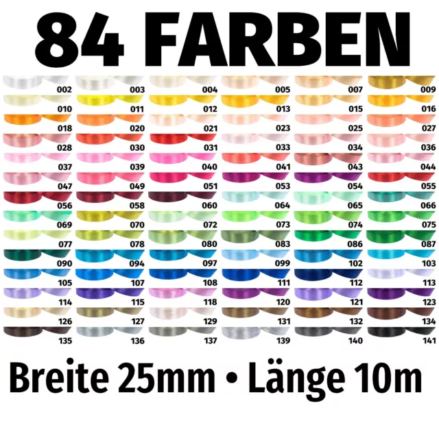 10m x 25mm Satinband Schleife Band Dekoband Geschenkband Deko Schleifenband
