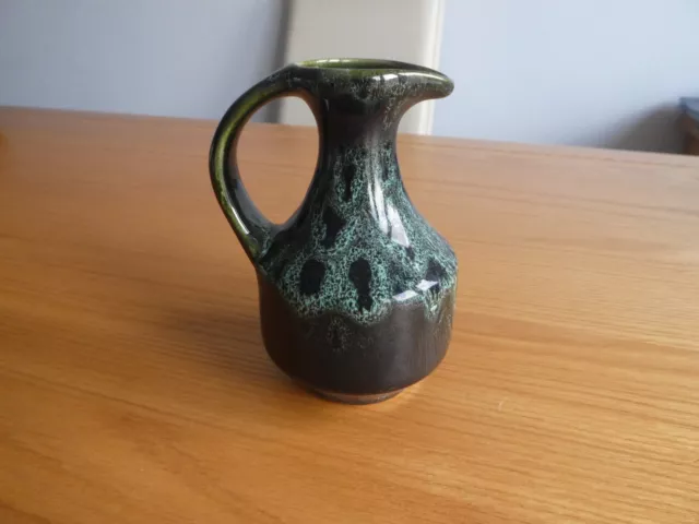 Fosters Studio Pottery Cornwall Green Glazed Oil / Vinegar Jug 2