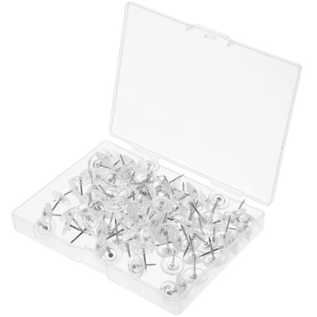 100 piezas Tacks de pizarra transparente Pushpins transparentes Tacks para el pulgar Boletín Tacks para el pulgar