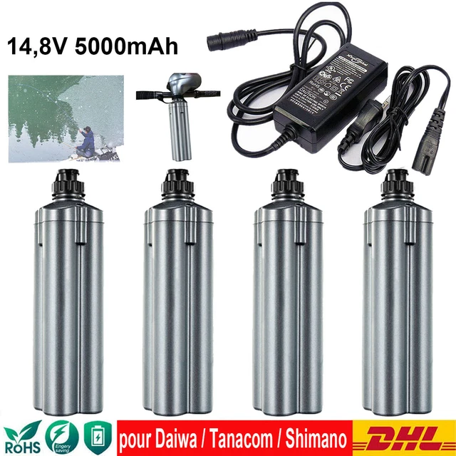 Batteria Li-Ion 14.8V 2500mAh Per Mulinelli Elettrici Daiwa/Shimano (Tanacom, BM, SB, LB) Con Caricatore