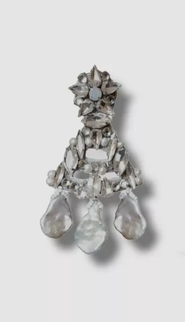 $401 Ranjana Khan Women's White Kinsley Shaker Crystal Clip-On Drop Earrings