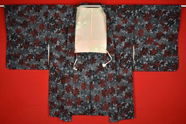 Vintage Japanese Kimono Silk Antique BORO HAORI Kusakizome Dyed/A864/355