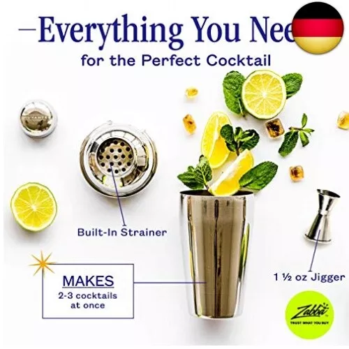 Nuvantee Cocktailshaker Set - Premium Bar Kit mit kostenlosem Messbecher - 2