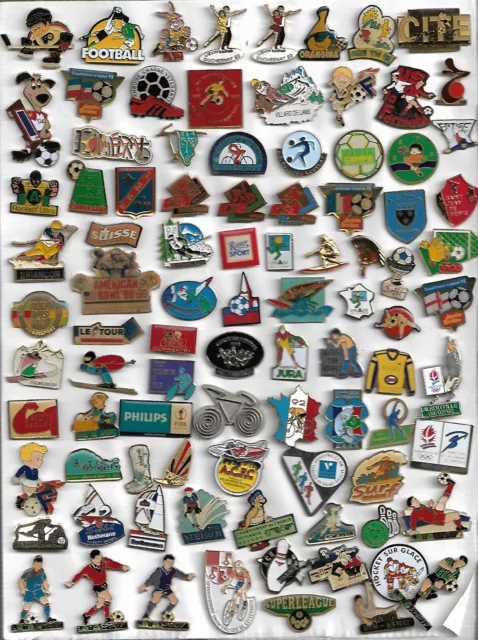 lot de 91 pin's sports (judo,football,ski,pétanque,cyclisme......)