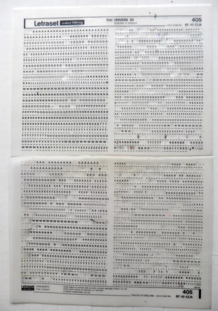 Letterset - Univers 65 - 10 Pt - Blatt 405