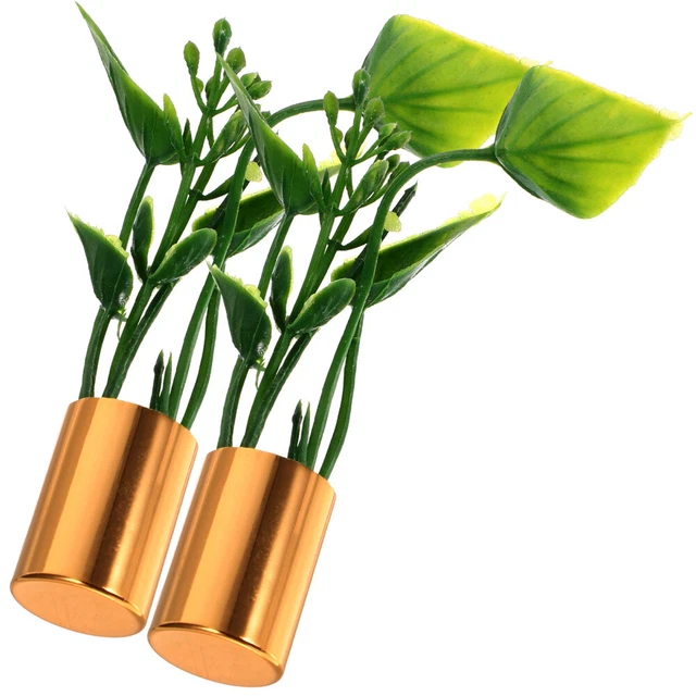 2 Pcs Plastic Mini House Food Toy Miniature Potted Plants Flowers