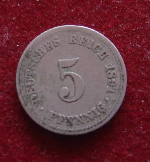 KAISERREICH: 5 Pfennig 1891   Mz: A