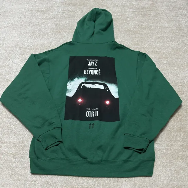 Jay Z Beyonce On The Run 2 Tour Green Hoodie Size Large OTR II Double Sided Rap