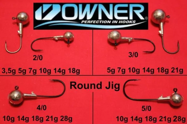 OWNER Round Jigköpfe Jigkopf Jig Haken Bleikopf Jigs Jig Kopf
