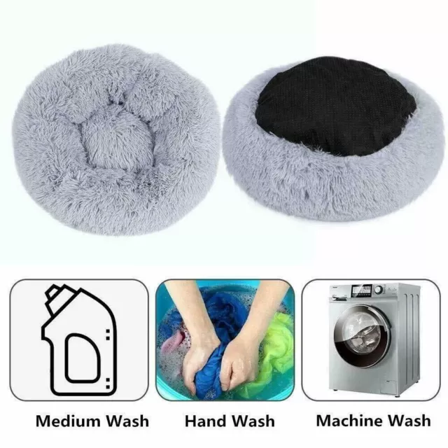 Luxury Small Grey Warm Fluffy Pet Bed Dog Puppy Kitten Fur Donut Cushion Mat