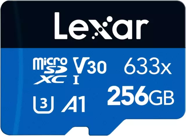 Lexar 633x 256GB Micro SD Card, microSDXC UHS-I Card + SD Adapter, microSD Card