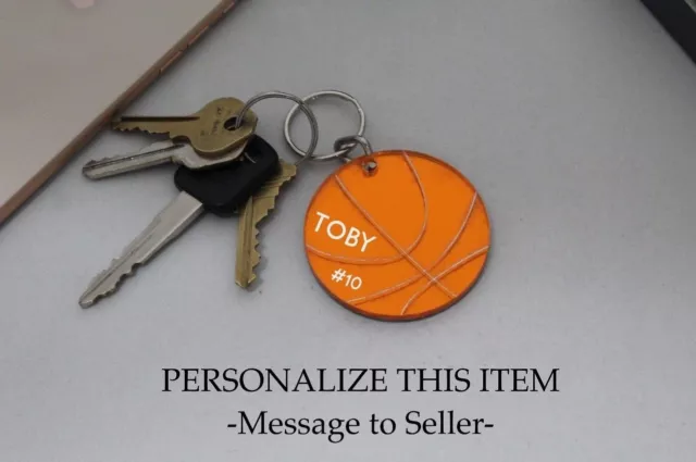 Basketball Key Chain,Personalized Free, Engraved Keyring, Backpack Name Tag