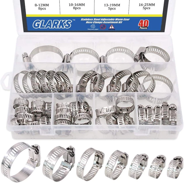 40 Fascette Stringitubo Acciaio Inox 8-51mm Con Cacciavite - Per Tubi Gas E Acqua - Foto 2
