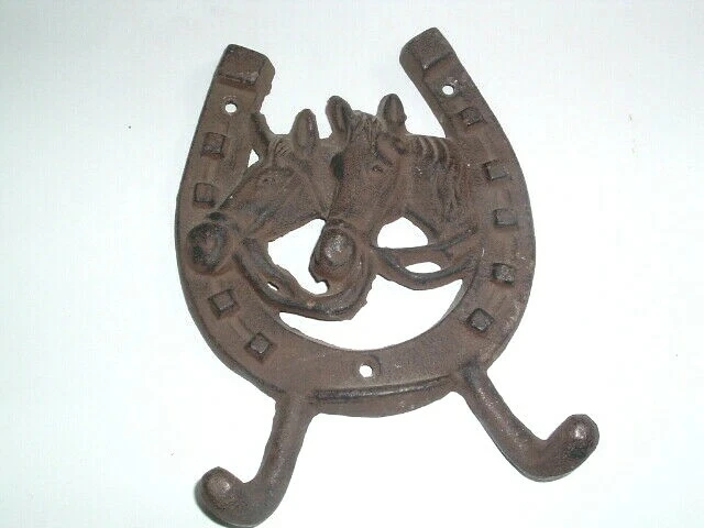 Vintage Cast Iron Horse And Horse Shoe Towel Or Coat Hanging Hook
