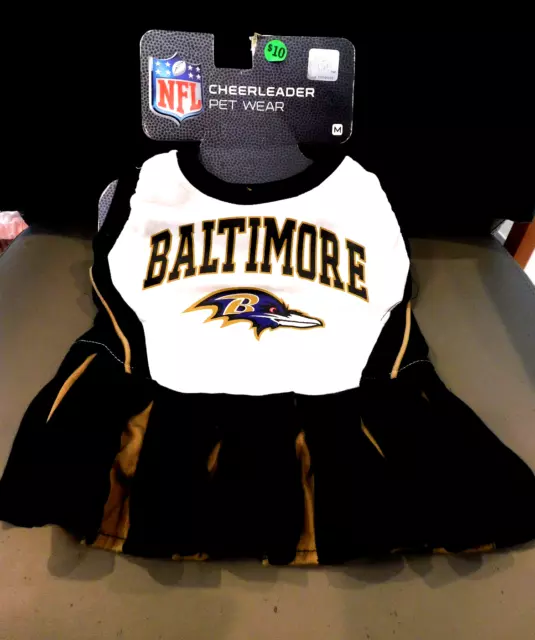 Baltimore Ravens NFL  Pet Dog Cheerleader Outfit; Medium (14-18"), NEW
