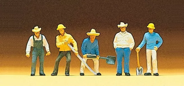 Track Workers (5) with Tools Exclusive HO/OO Figure Set Preiser 10031