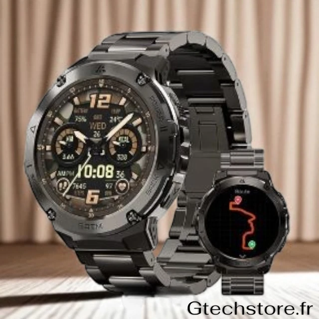 Joautrial - Montre Connectée GPS Homme - Écran AMOLED 1,6'' - 170+ Modes Sport - Étanche 5ATM - Autonomie 10 Jours - 6