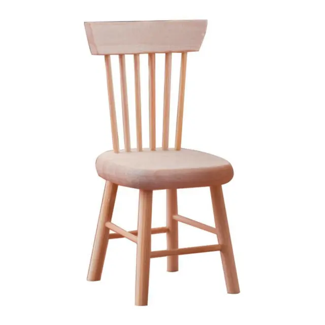 1:12 Furniture Wooden Handmade DIY Unpainted Mini Dining Chair Scene Photo Props