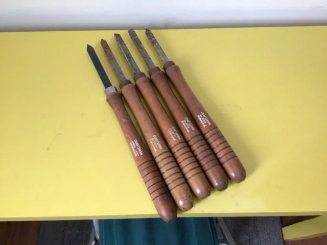Set of 5 Craftman Professional Wood Lathe  Steel Chisels