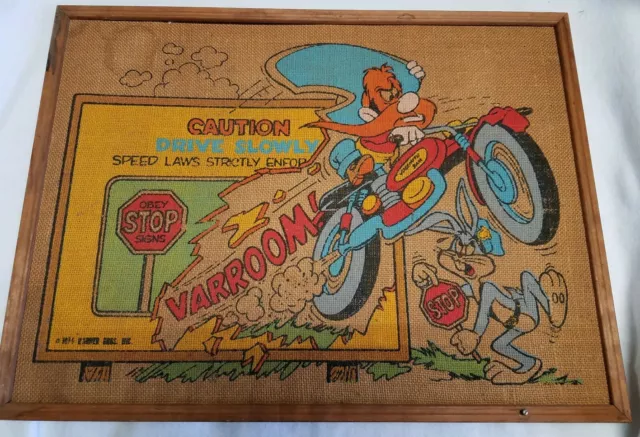 Vintage Looney Tunes Pin Up Board 24x 18 yosemite sam and bugs bunny