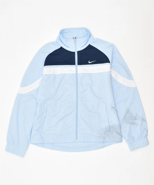 NIKE Girls Tracksuit Top Jacket 9-10 Years Small Blue Polyester RT02