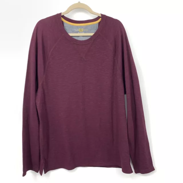 Club Room Men XXL 2X Shirt Long Sleeve Waffle Thermal Crewneck Maroon Red