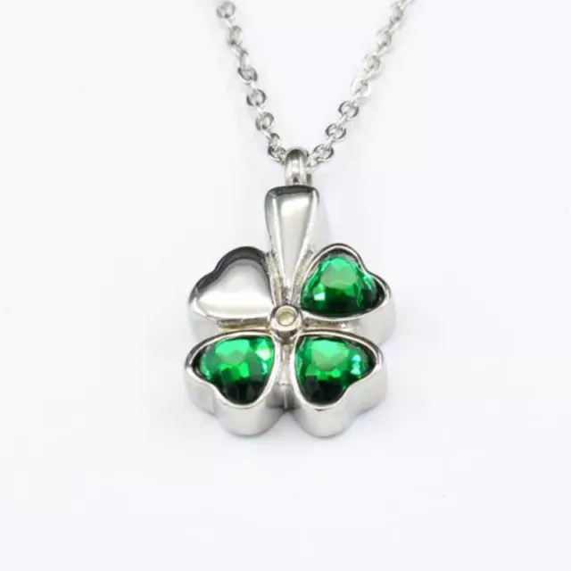 Clover Urn Necklace for Ashes - Cremation Jewelry Keepsake Memorial Pendant -wf_