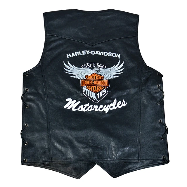 HARLEY-Davidson Uomo Gilet Biker Cafe Racer Moto Vera Pelle Cuoio