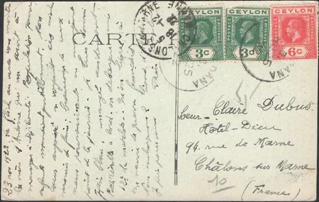 Ceylan, 1922. Image Envoie Carte 167 (2), 170, Chalons Sue Marne