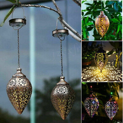 Solar LED Light Morrocan Lantern Hanging Outdoor Garden Tree Yard Lamp Decor